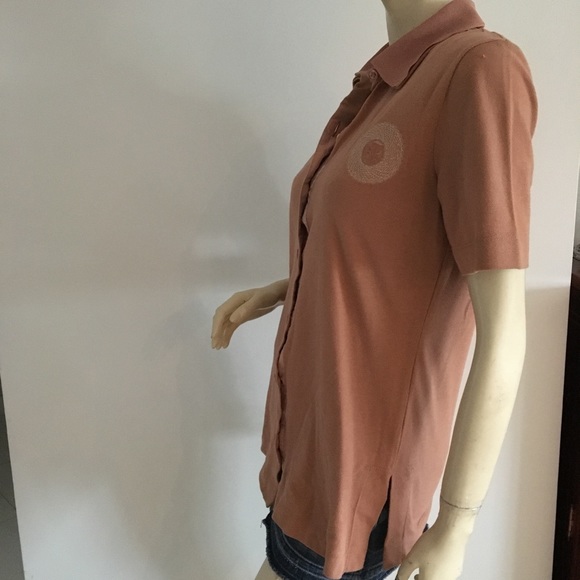 Vintage Short sleeved button down pique polo shirt with double collar - Picture 6 of 8